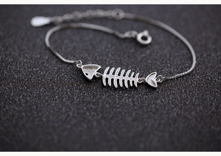 New 925 sterling silver fashion personality fish bone bracelet silver jewelry wholesale