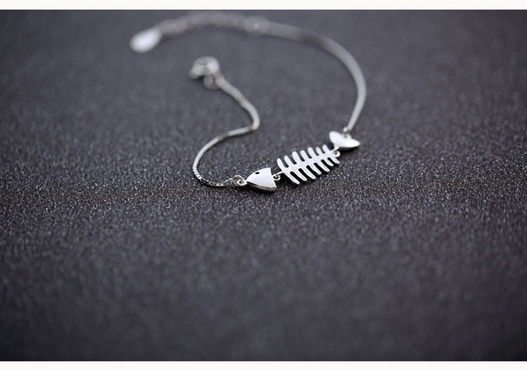 New 925 sterling silver fashion personality fish bone bracelet silver jewelry wholesale