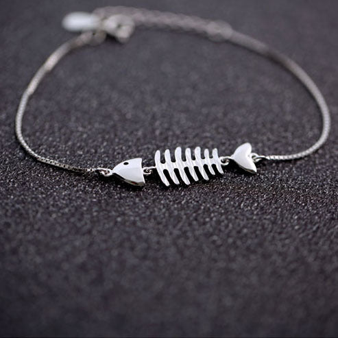 New 925 sterling silver fashion personality fish bone bracelet silver jewelry wholesale