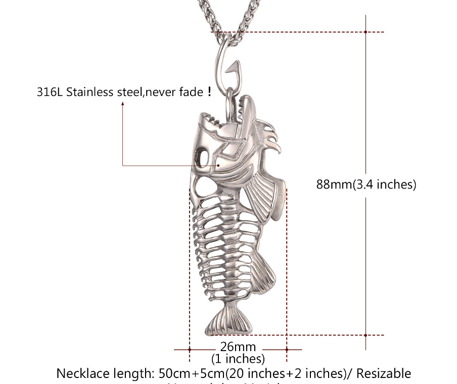 Fish bone necklace titanium steel jewelry necklace