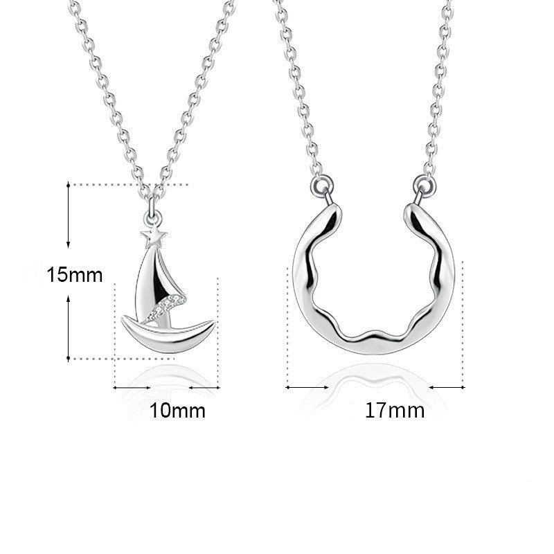 Ocean Boat S925 Sterling Silver Couple Necklace