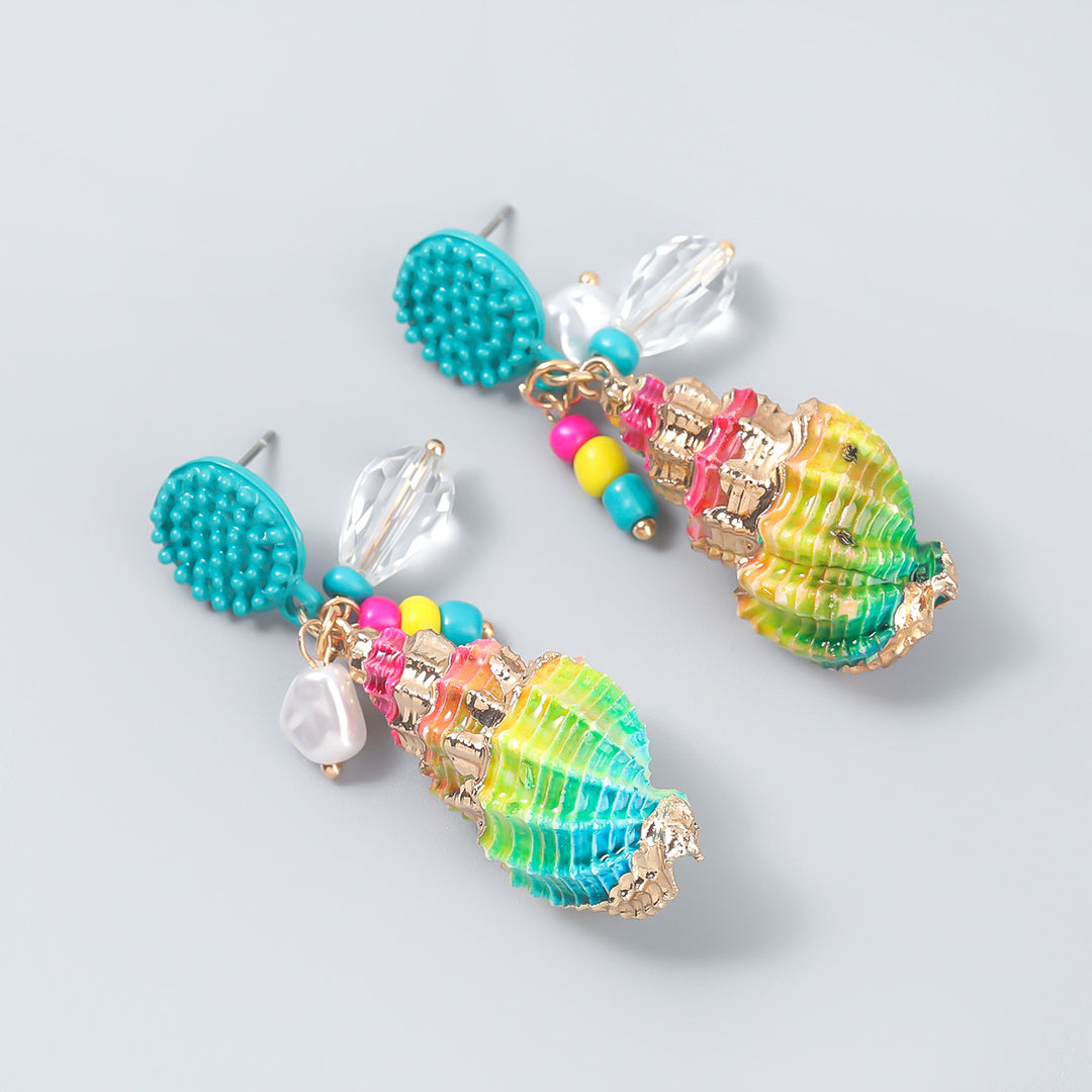 Summer Ocean Beach Wind Conch Shell Earrings