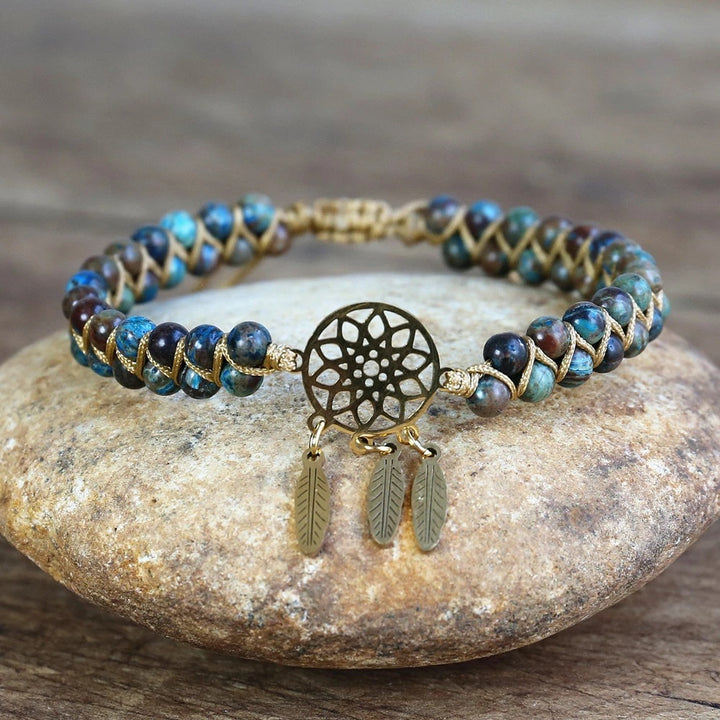 4MM Ocean Apatite Bracelet Gold Dream Catcher