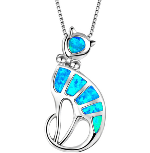 Fashion silver filled blue opal sea turtle pendant necklace for women female Animal wedding ocean beach jewelry gift