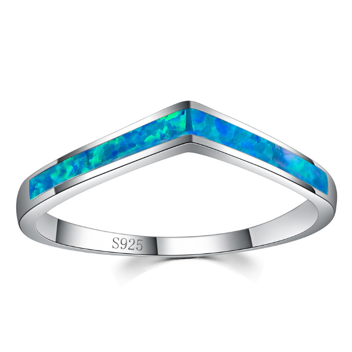 925 Sterling Silver Fashion Jewelry Mystic Ocean Blue White Opal Fire Rings For Women Gifts