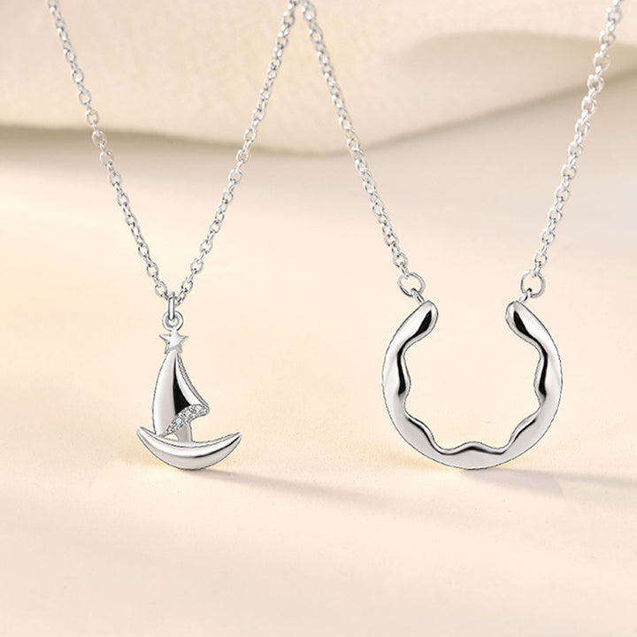 Ocean Boat S925 Sterling Silver Couple Necklace