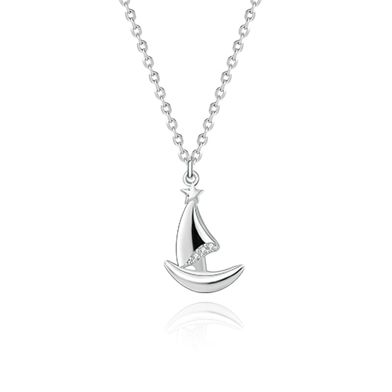 Ocean Boat S925 Sterling Silver Couple Necklace