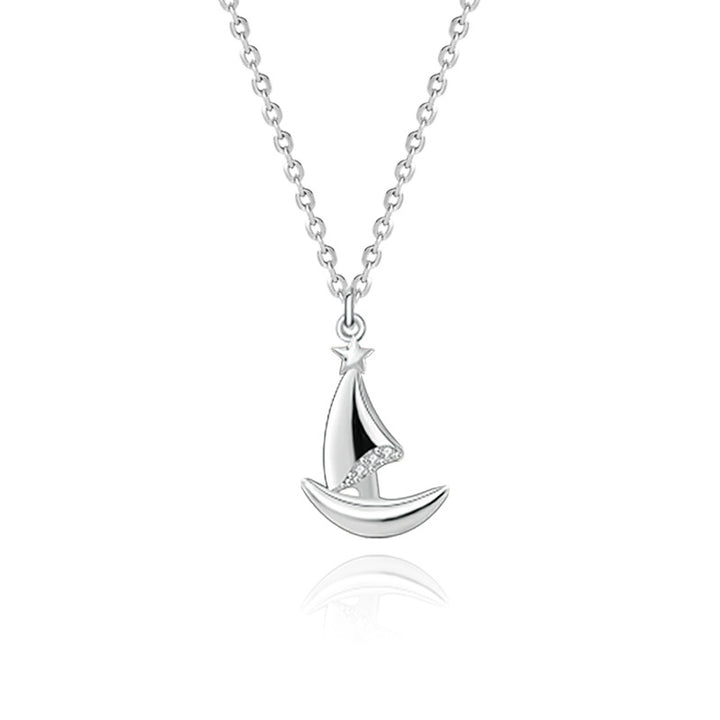 Ocean Boat S925 Sterling Silver Couple Necklace