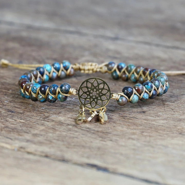 4MM Ocean Apatite Bracelet Gold Dream Catcher